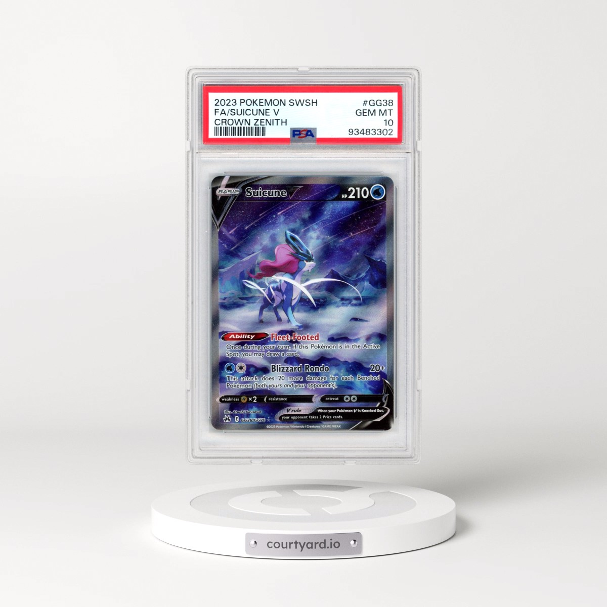 2023 Pokémon Sword and Shield Crown Zenith #GG38 Suicune V - Holo Full Art (PSA 10 GEM MINT)