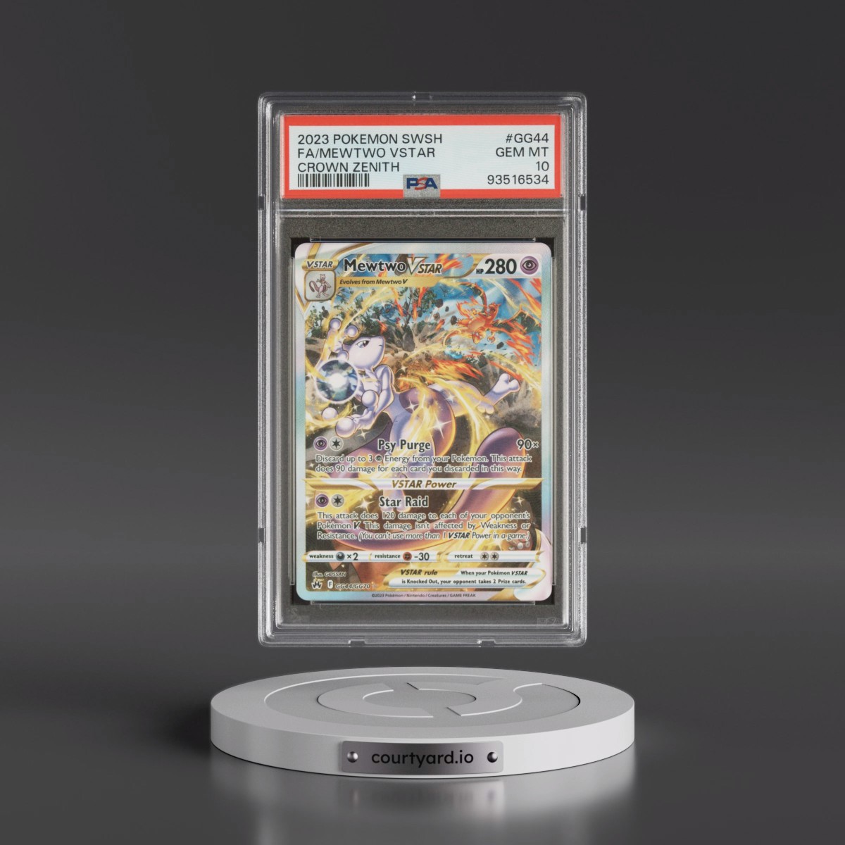 2023 Pokémon Sword and Shield Crown Zenith #GG44 Mewtwo Vstar - Full Art (PSA 10 GEM MINT)