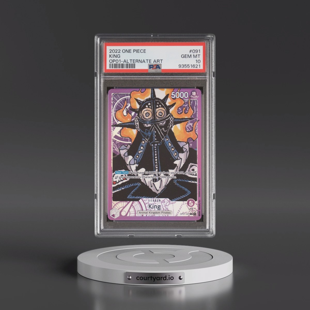 2022 One Piece OP01-Romance Dawn #091 King - Alternate Art (PSA 10 GEM MINT)