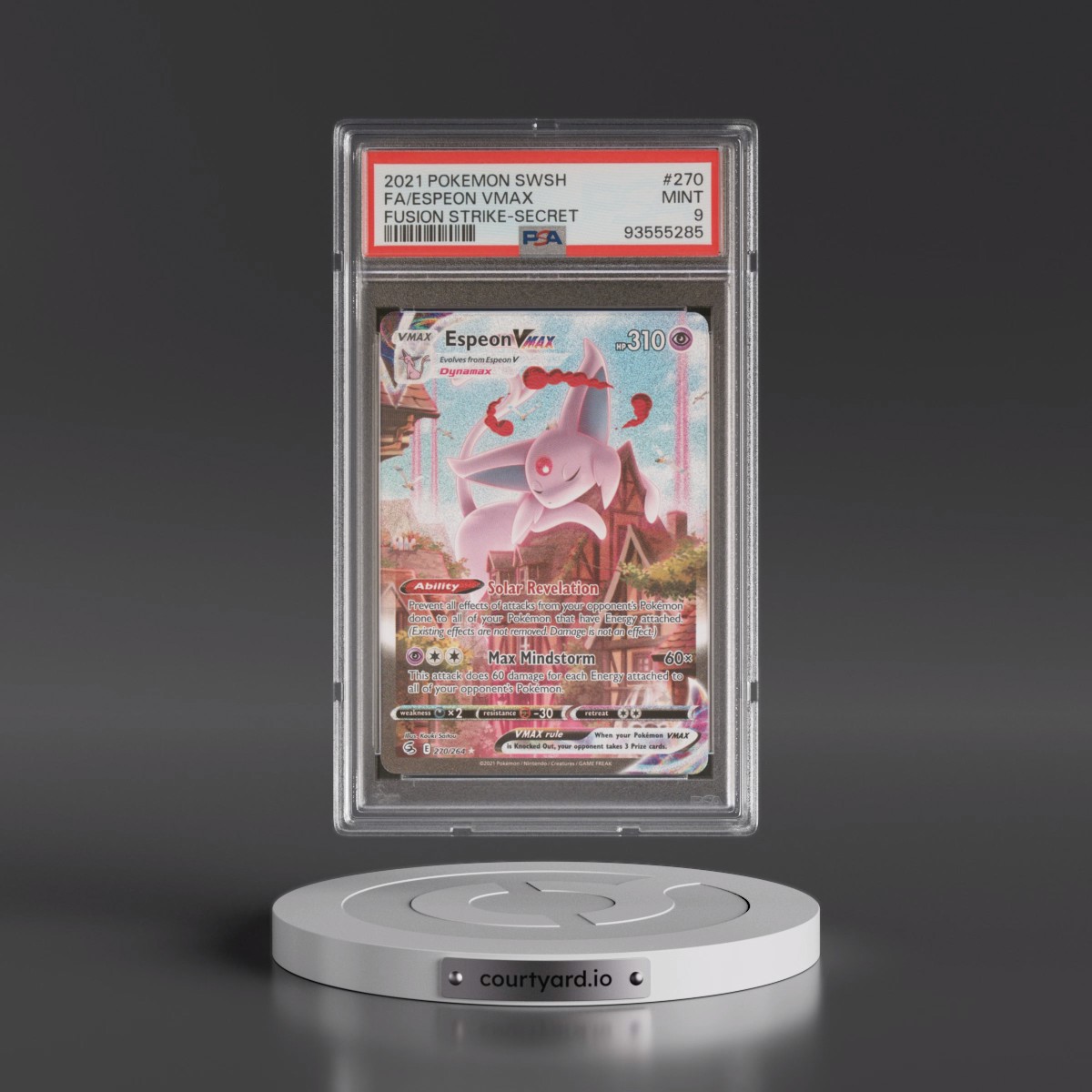 2021 Pokémon Sword & Shield Fusion Strike #270 Espeon Vmax - Full Art Secret (PSA 9 MINT)