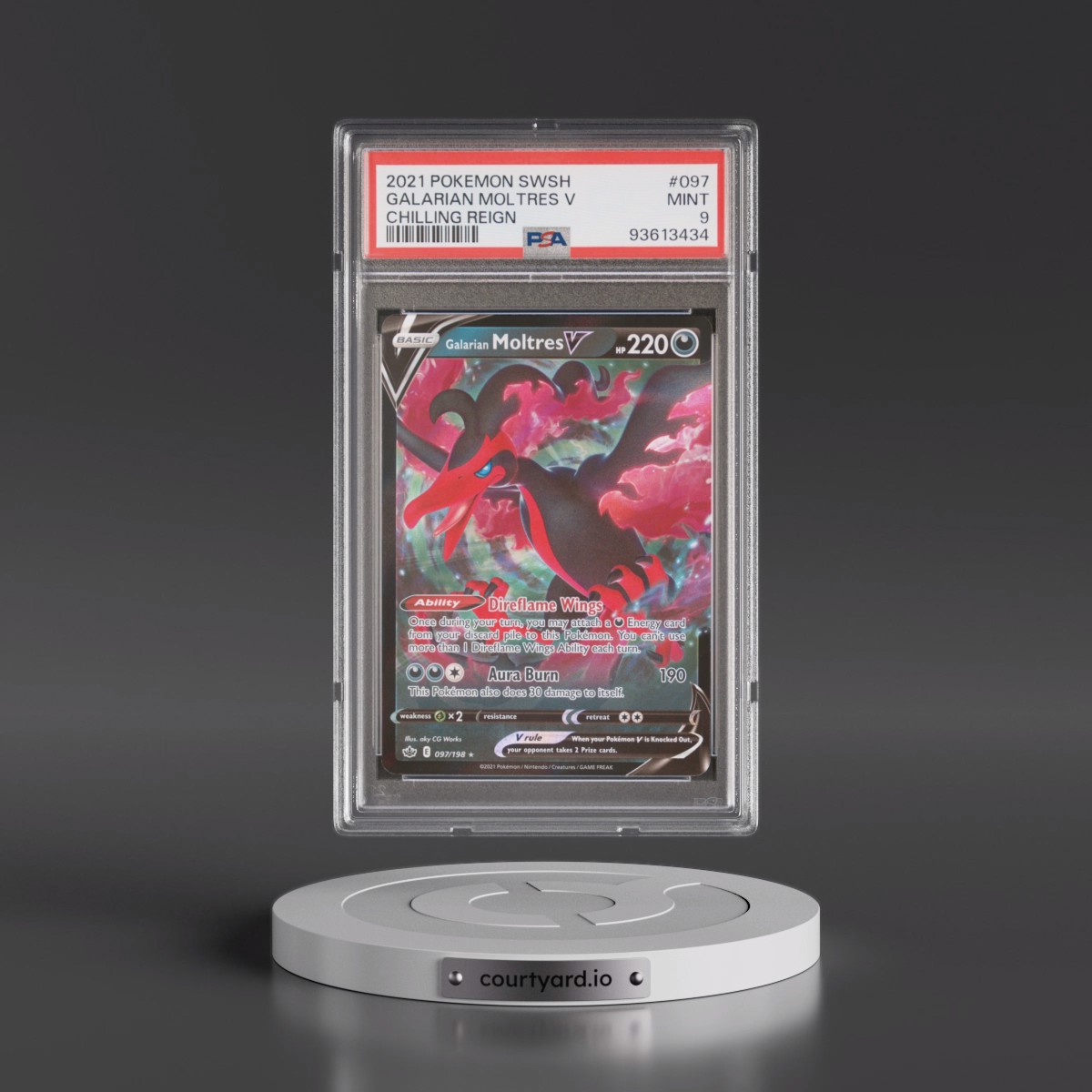 2021 Pokémon Sword & Shield Chilling Reign #097 Galarian Moltres V - Holo (PSA 9 MINT)