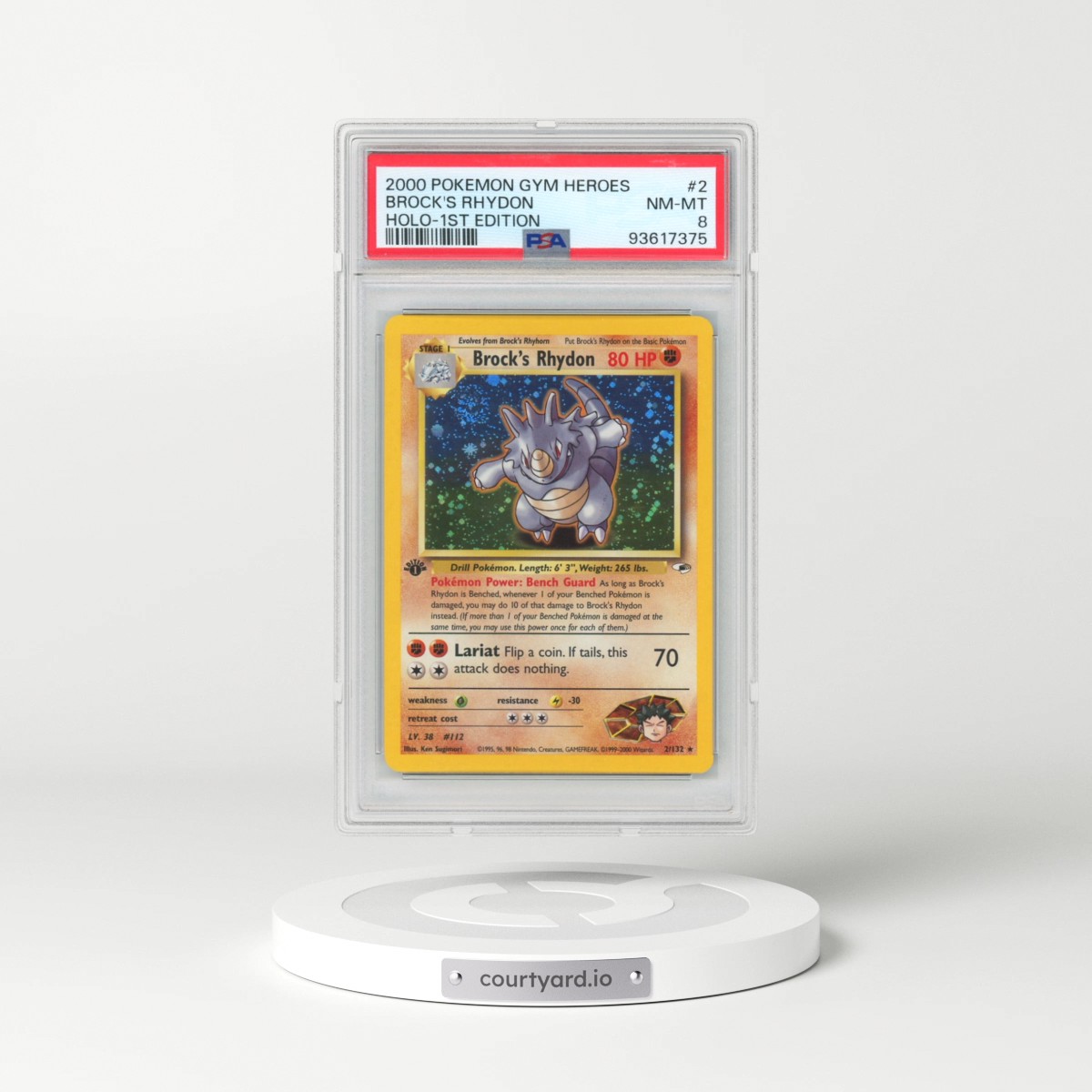 2000 Pokémon Gym Heroes #2 Brock's Rhydon - 1st Edition Holo (PSA 8 NM-MT)