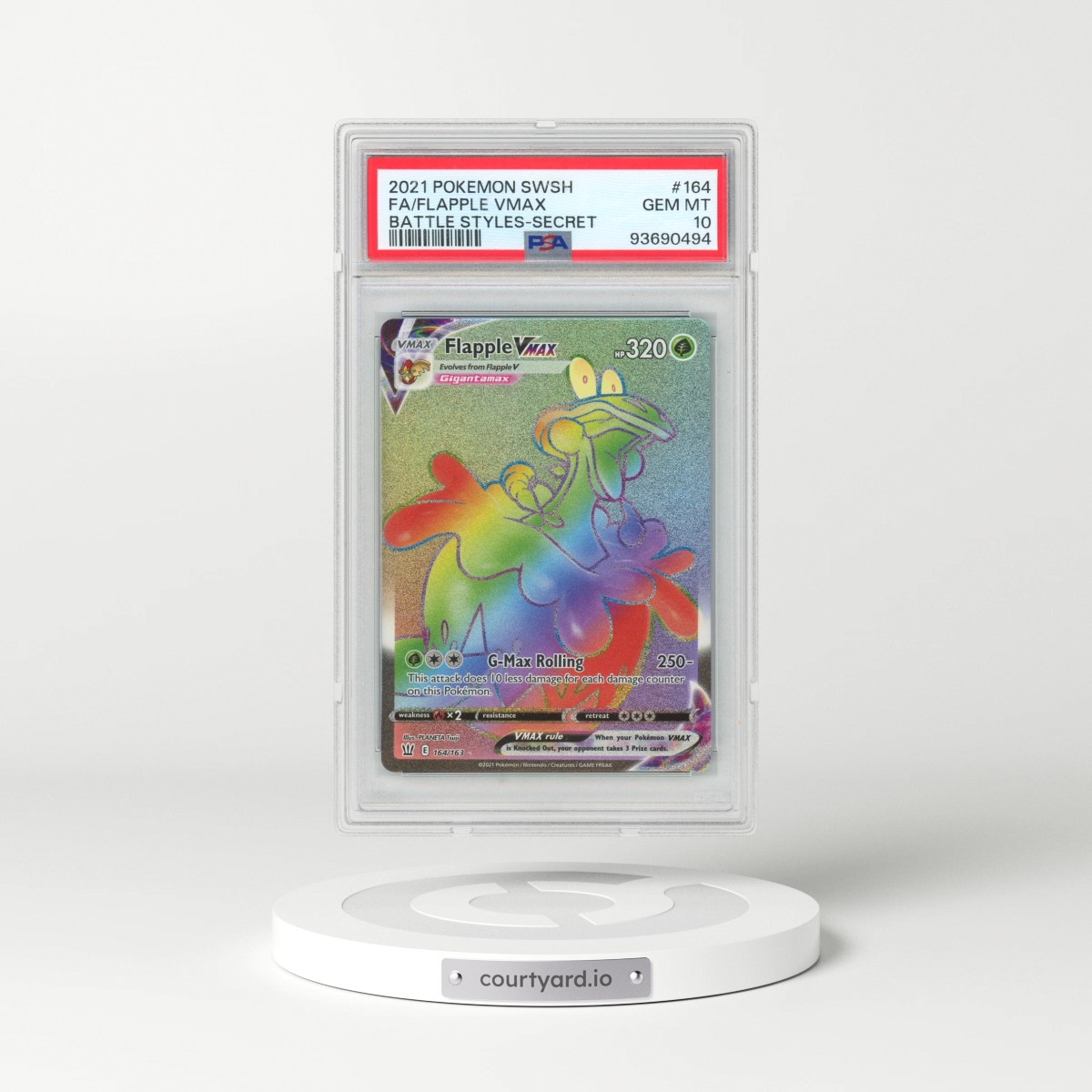 2021 Pokémon Sword & Shield Battle Styles #164 Flapple Vmax - Full Art Secret (PSA 10 GEM MINT)