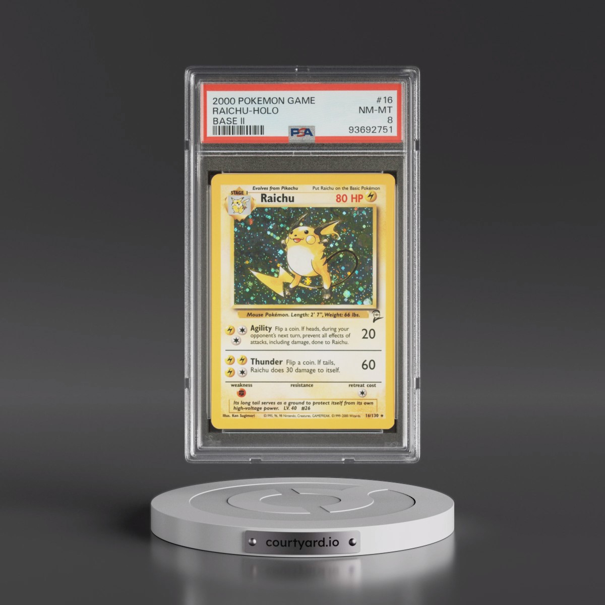 2000 Pokémon Game Base II #16 Raichu - Holo (PSA 8 NM-MT)