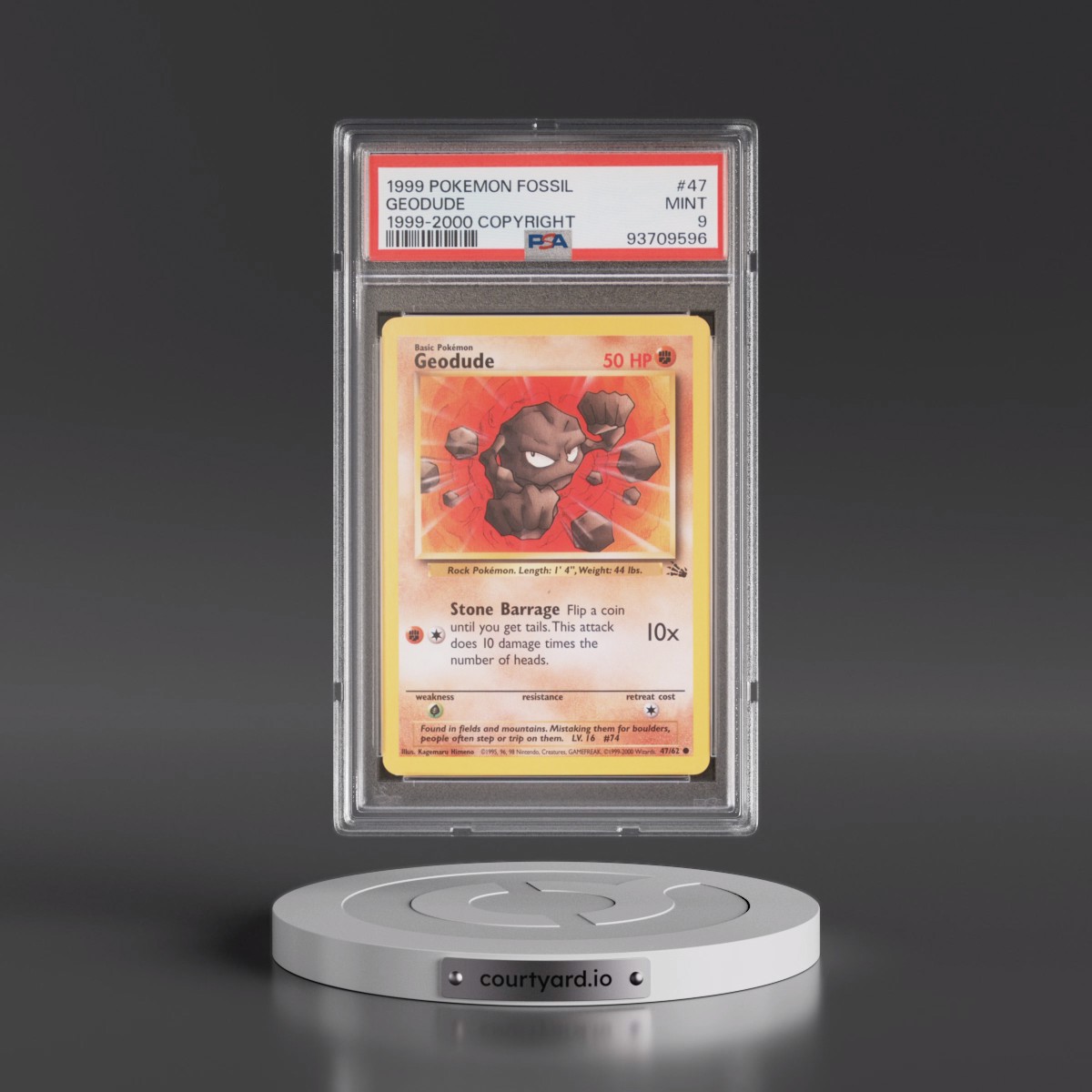 1999 Pokémon Fossil #47 Geodude - 1999-2000 Copyright (PSA 9 MINT)