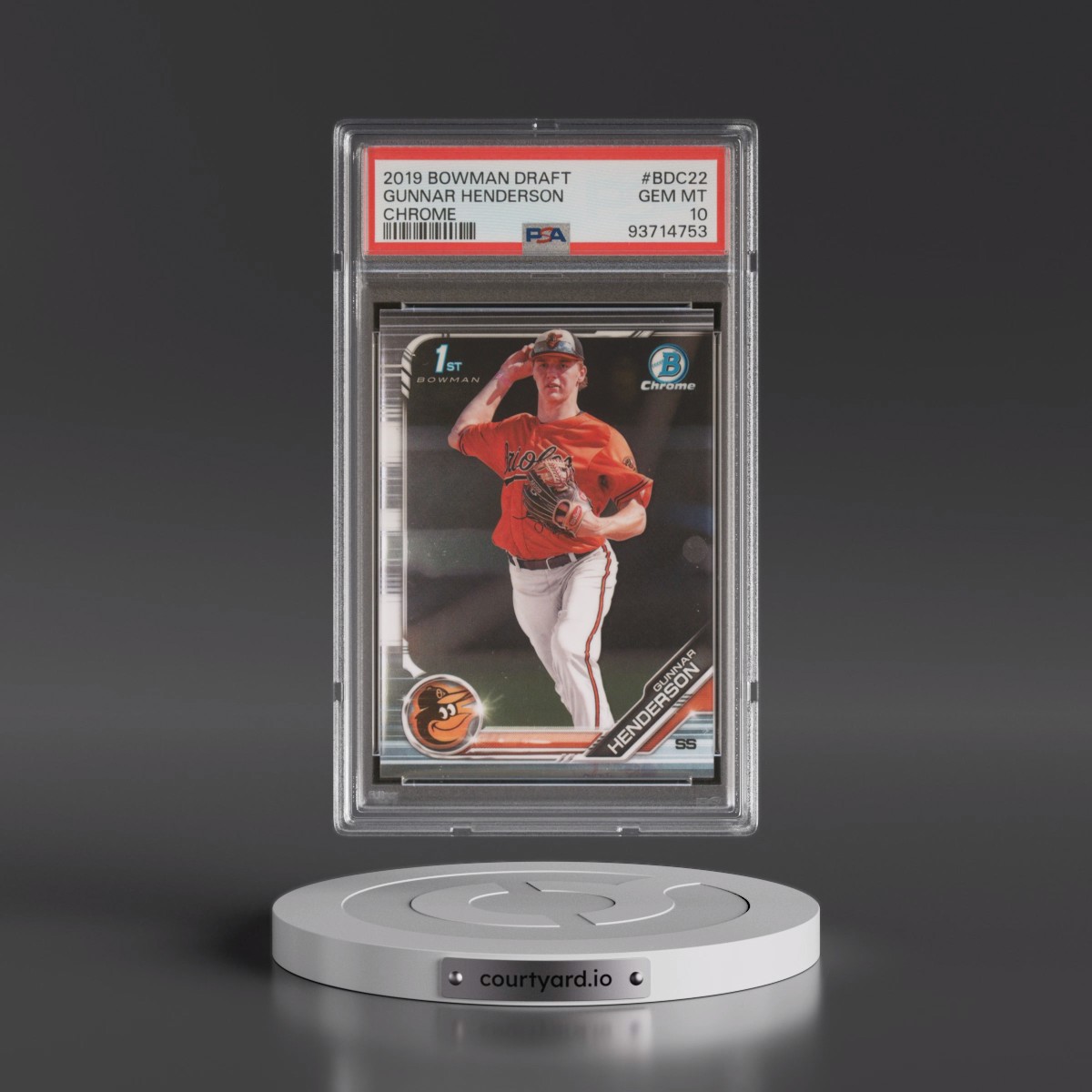 2019 Bowman Draft #BDC22 Gunnar Henderson - Chrome (PSA 10 GEM MINT)