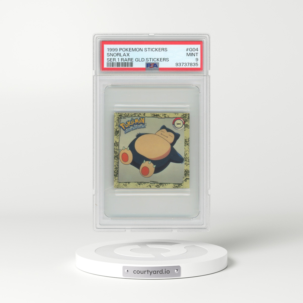 1999 Pokémon Stickers Series 1 Rare Gold Stickers #G04 Snorlax (PSA 9 MINT)