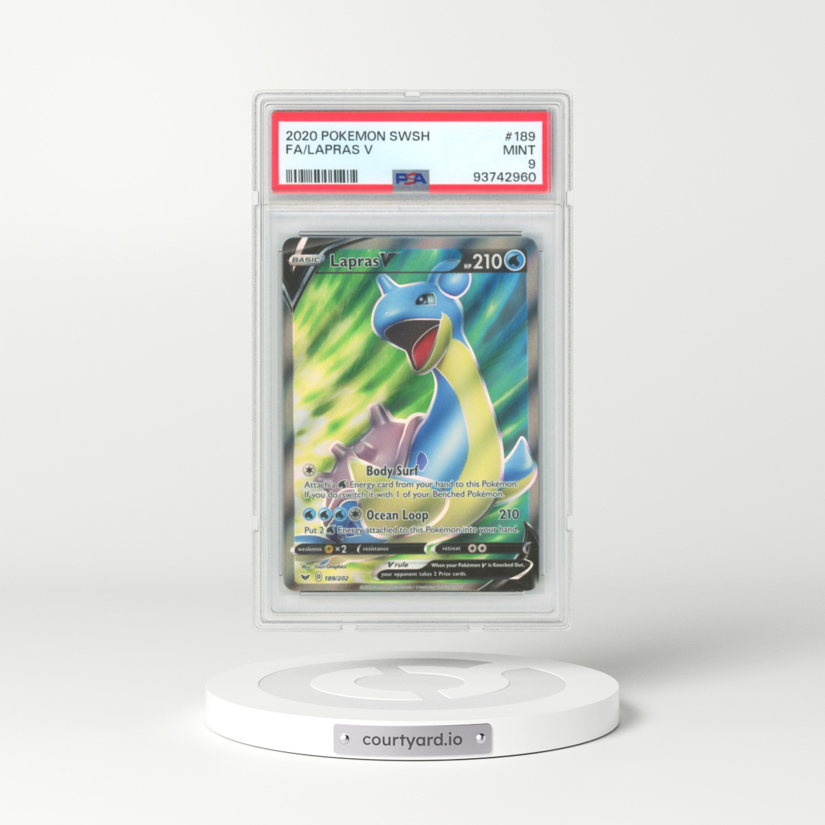 2020 Sword & Shield #189 Lapras V - Holo (PSA 9 MINT)