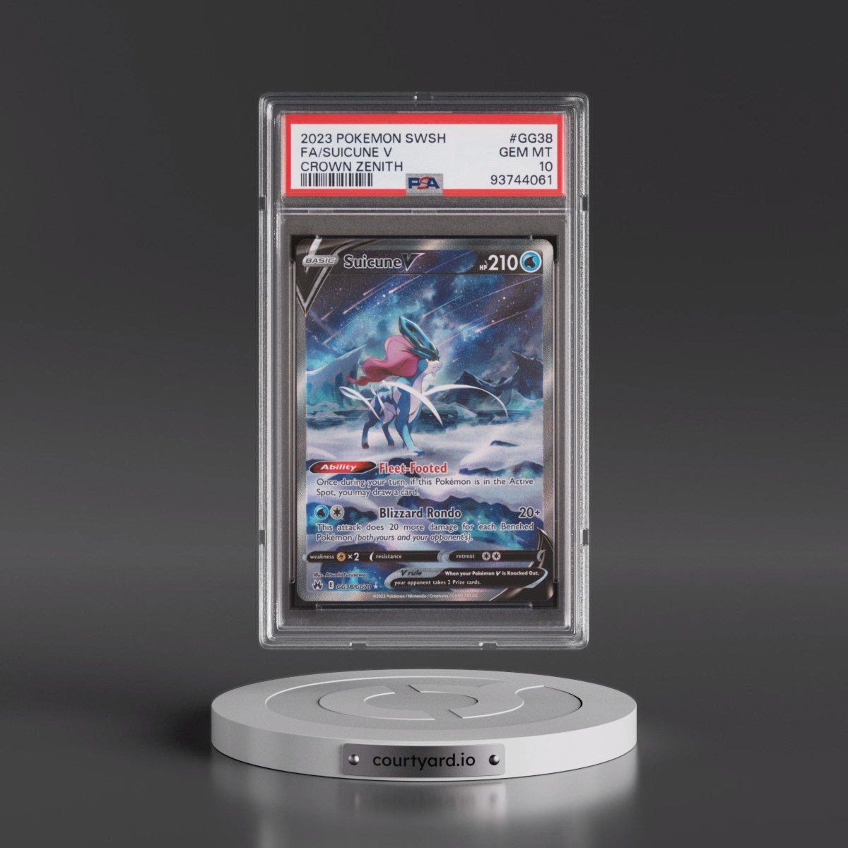 2023 Pokémon Sword and Shield Crown Zenith #GG38 Suicune V - Holo Full Art (PSA 10 GEM MINT)