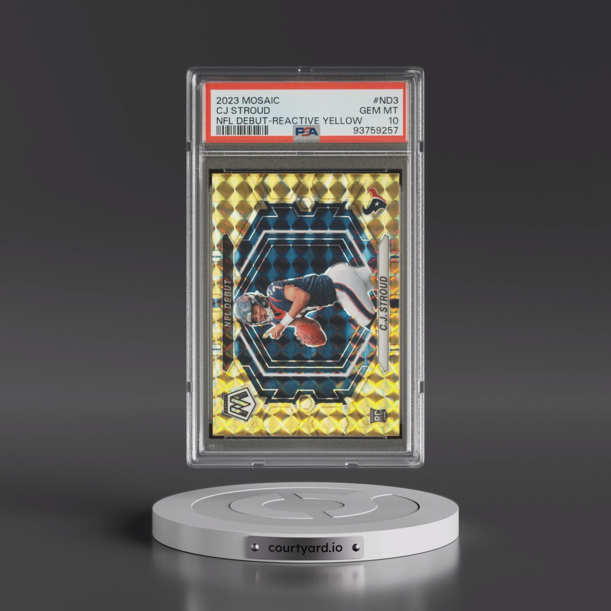 2023 Panini Mosaic NFL Debut #ND3 CJ Stroud - Reactive Yellow (PSA 10 GEM MINT)