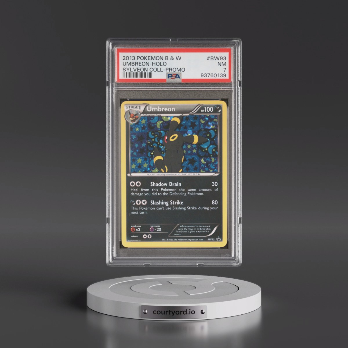2013 Pokémon Black & White Promo #BW93 Umbreon - Holo Sylveon Collection (PSA 7 NM)