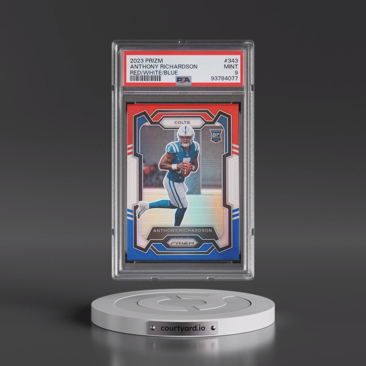 2023 Panini Prizm #343 Anthony Richardson - Red/White/Blue Prizm (PSA 9 MINT)