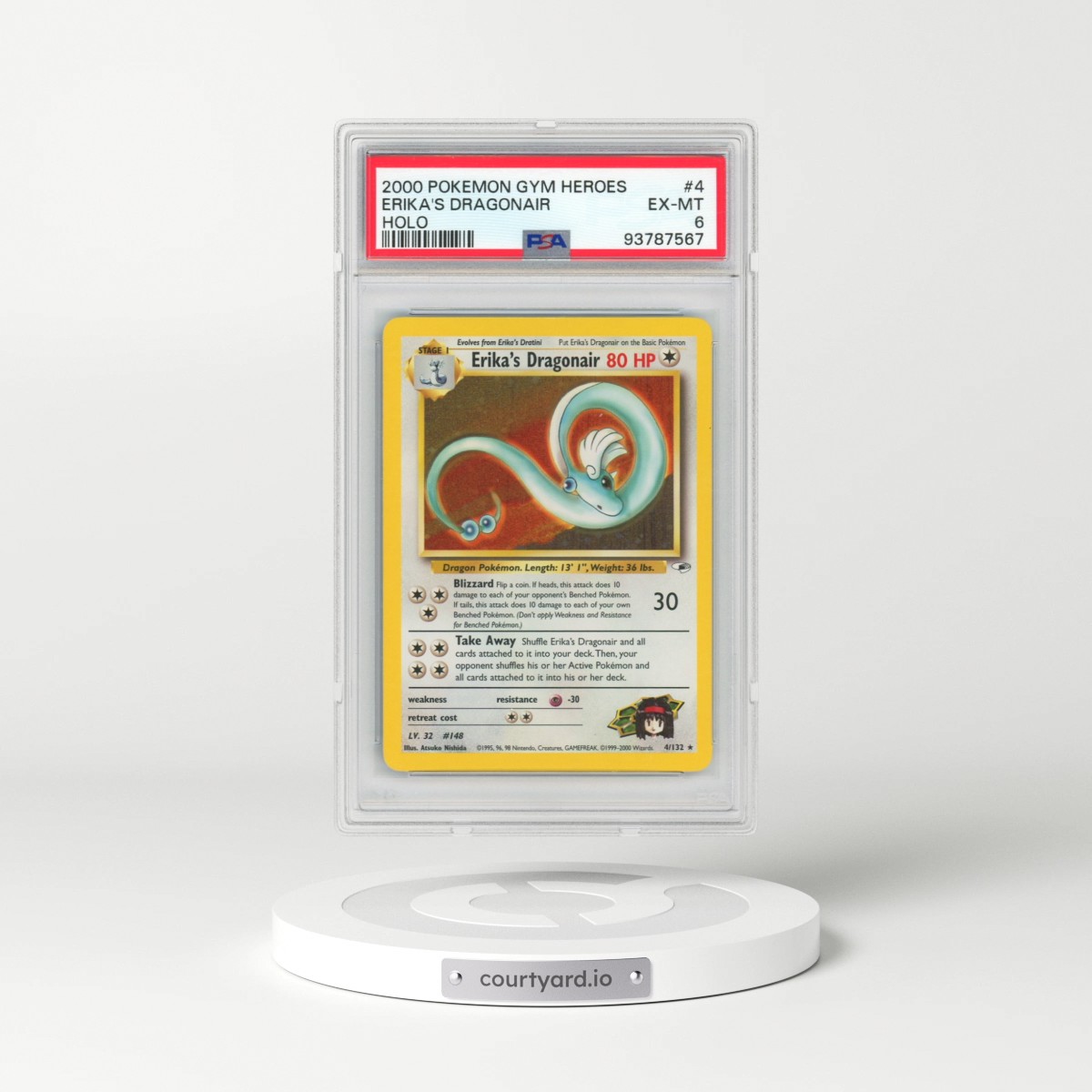 2000 Pokémon Gym Heroes #4 Erika's Dragonair - Holo (PSA 6 EX-MT)