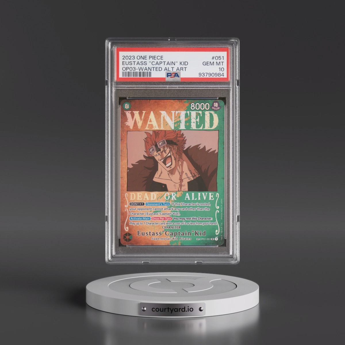 2023 One Piece Pillars of Strength #051 Eustass "Captain" Kid - Wanted Alternate Art (PSA 10 GEM MINT)