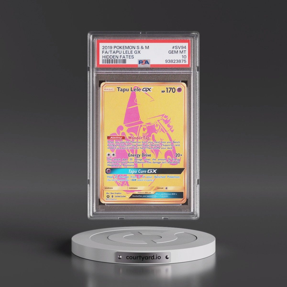 2019 Pokémon Sun & Moon Hidden Fates #SV94 Tapu Lele GX - Holo Full Art (PSA 10 GEM MINT)
