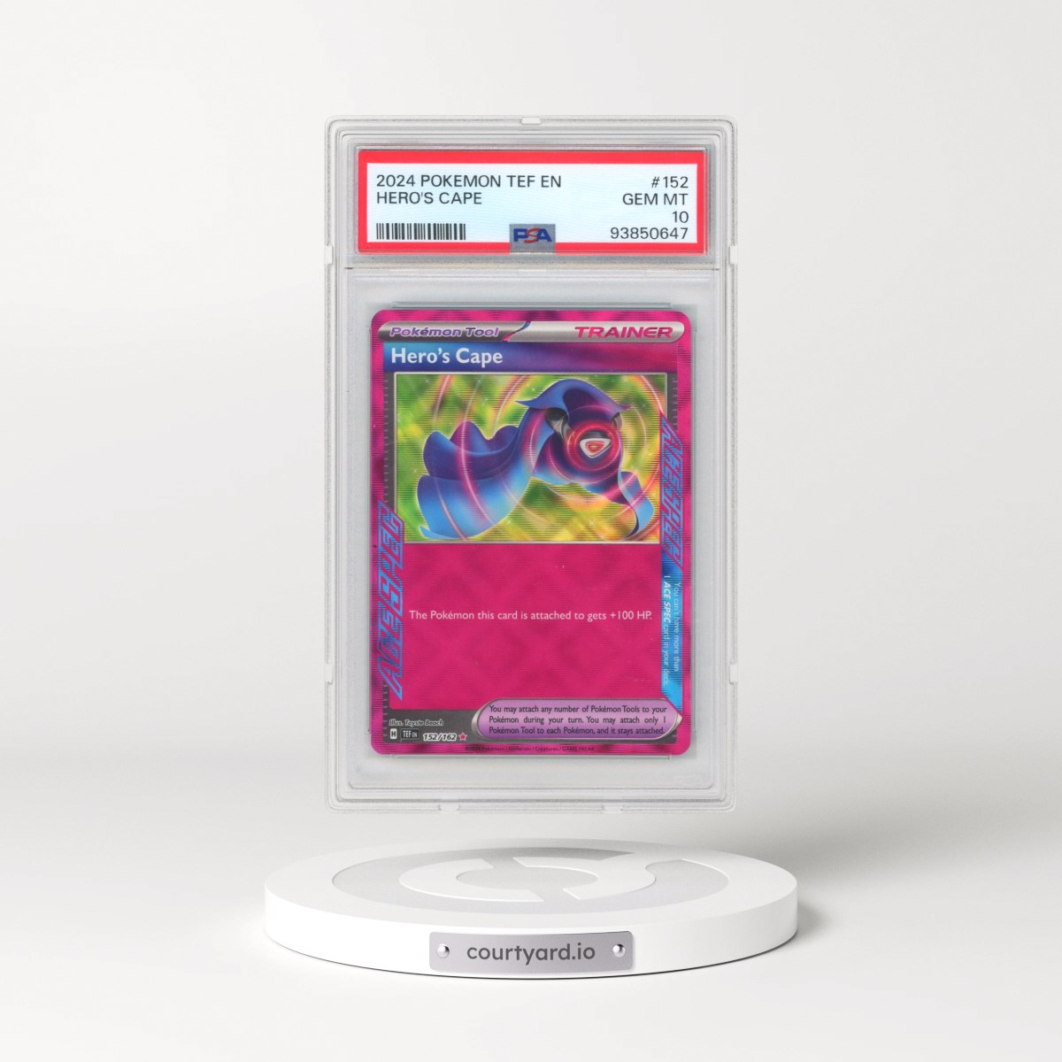 2024 Pokémon Tef EN-Temporal Forces #152 Hero's Cape (PSA 10 GEM MINT)