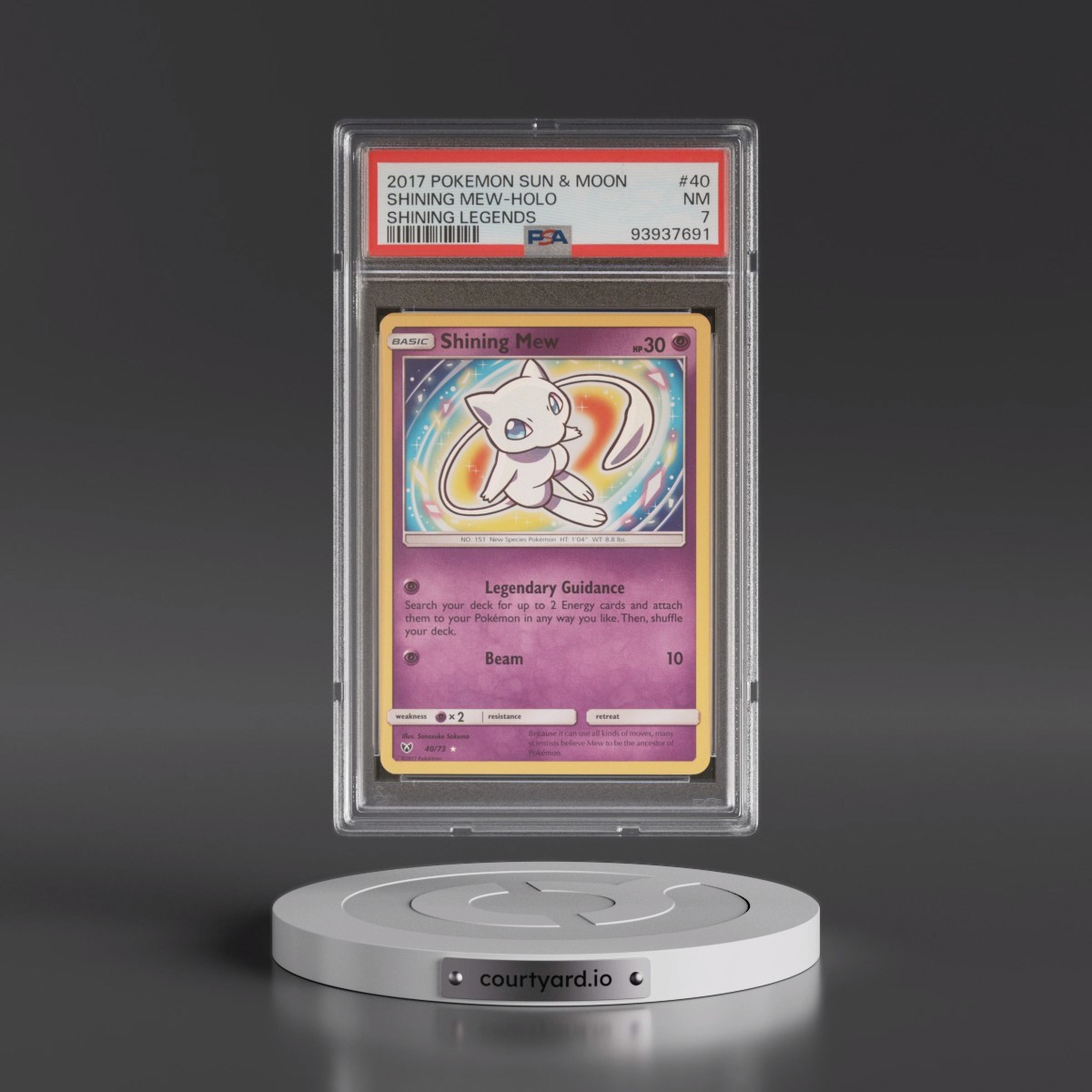 2017 Pokémon Sun & Moon Shining Legends #40 Shining Mew - Holo Holo (PSA 7 NM)