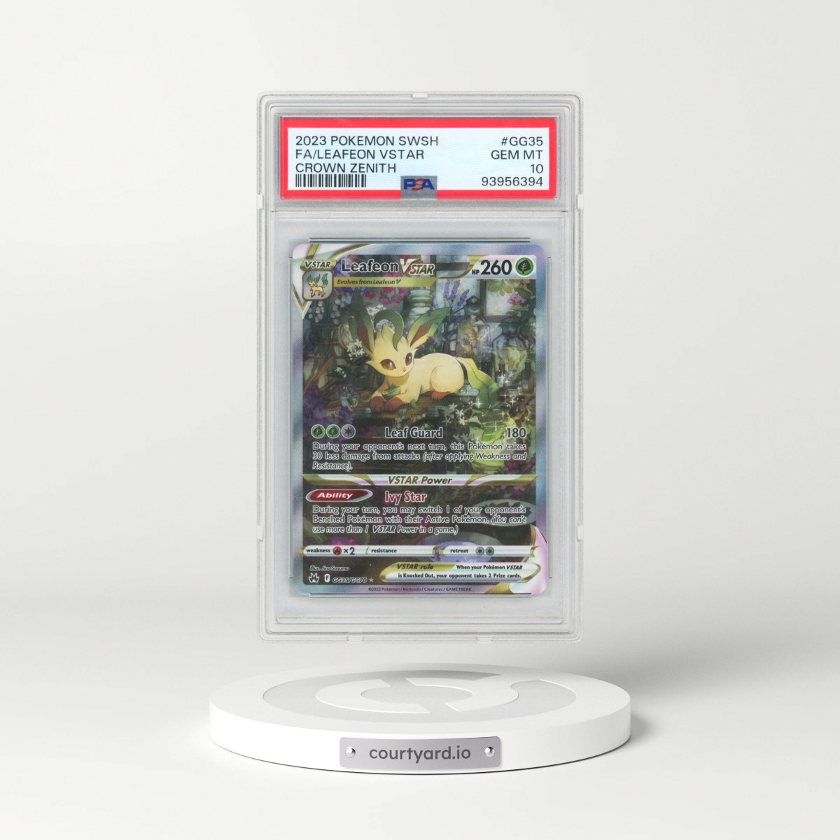 2023 Pokémon Sword and Shield Crown Zenith #GG35 Leafeon Vstar - Full Art (PSA 10 GEM MINT)