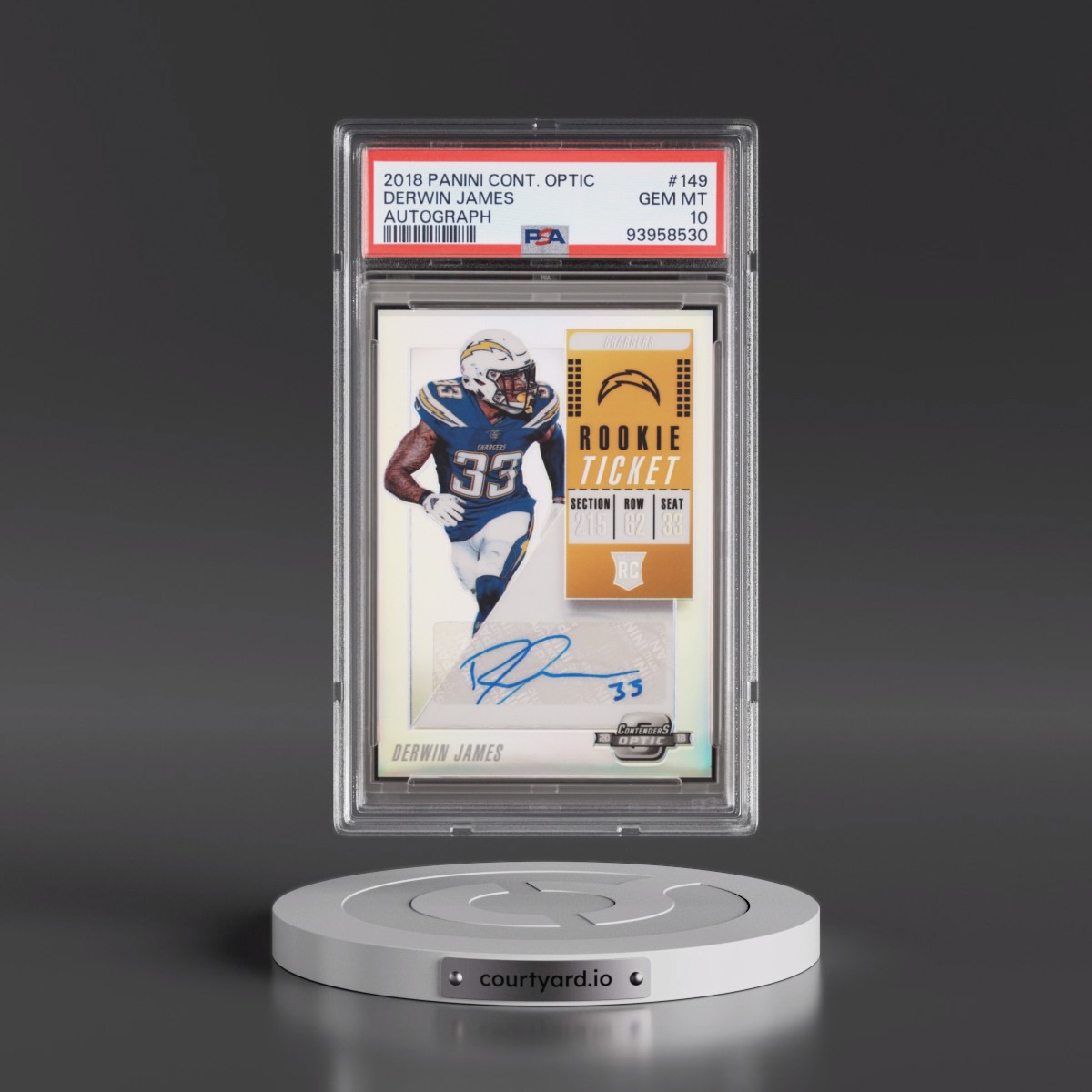 2018 Panini Contenders Optic Derwin James - Autograph #149 PSA 10