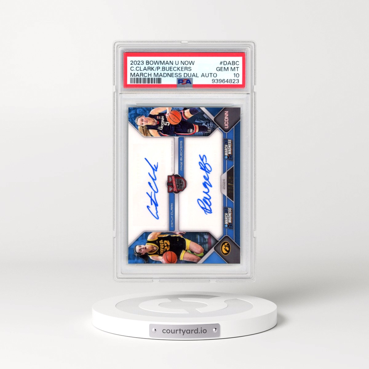2023 Bowman U Now March Madness Dual Autographs #DABC Caitlin Clark/Paige Bueckers (PSA 10 GEM MINT)