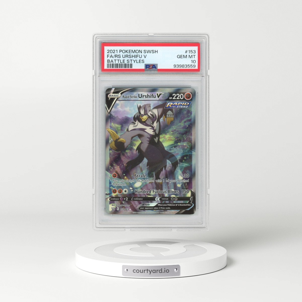 2021 Pokémon Sword & Shield Battle Styles #153 Rapid Strike Urshifu V - Holo Full Art (PSA 10 GEM MINT)