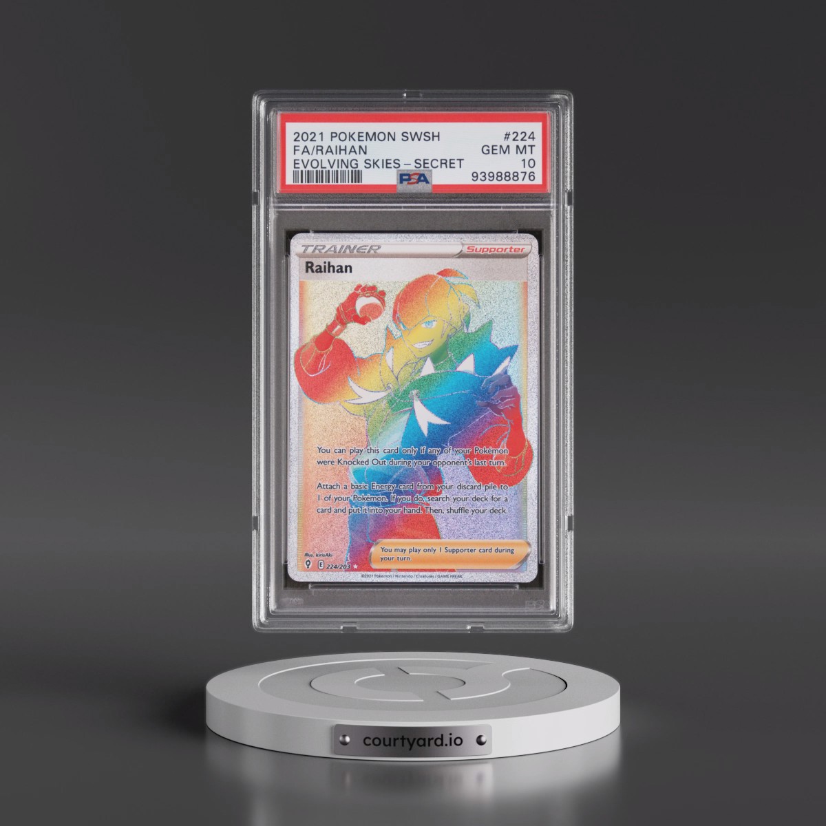 2021 Pokémon Sword & Shield Evolving Skies #224 Raihan - Full Art Secret (PSA 10 GEM MINT)