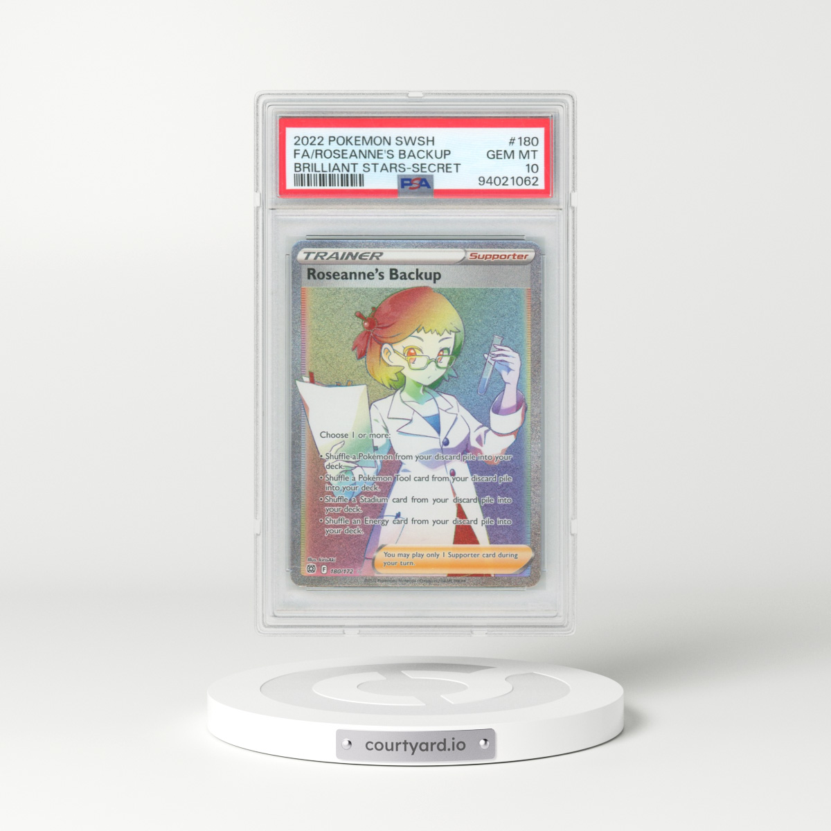 2022 Pokémon Sword & Shield Brilliant Stars #180 Roseanne's Backup - Full Art Secret (PSA 10 GEM MINT)