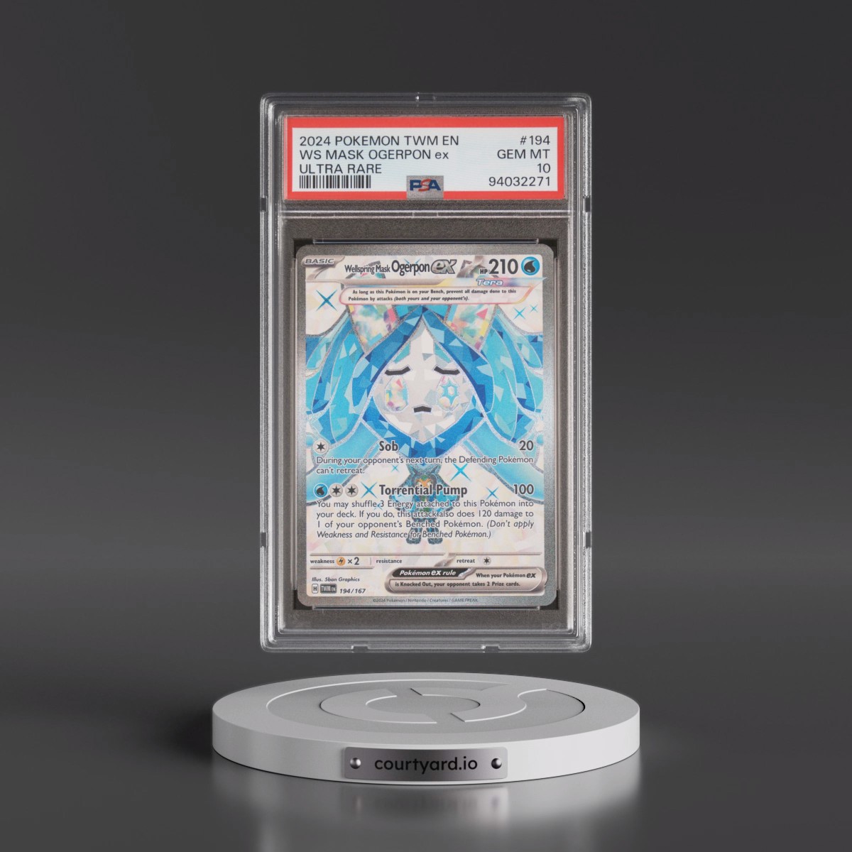 2024 Pokémon Twm EN-Twilight Masquerade #194 Wellspring Mask Ogerpon EX - Holo Ultra Rare (PSA 10 GEM MINT)