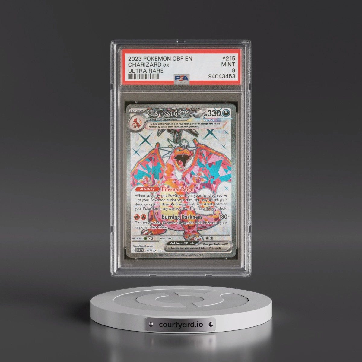 2023 Pokémon Obf EN-Obsidian Flames #215 Charizard EX - Holo Ultra Rare (PSA 9 MINT)
