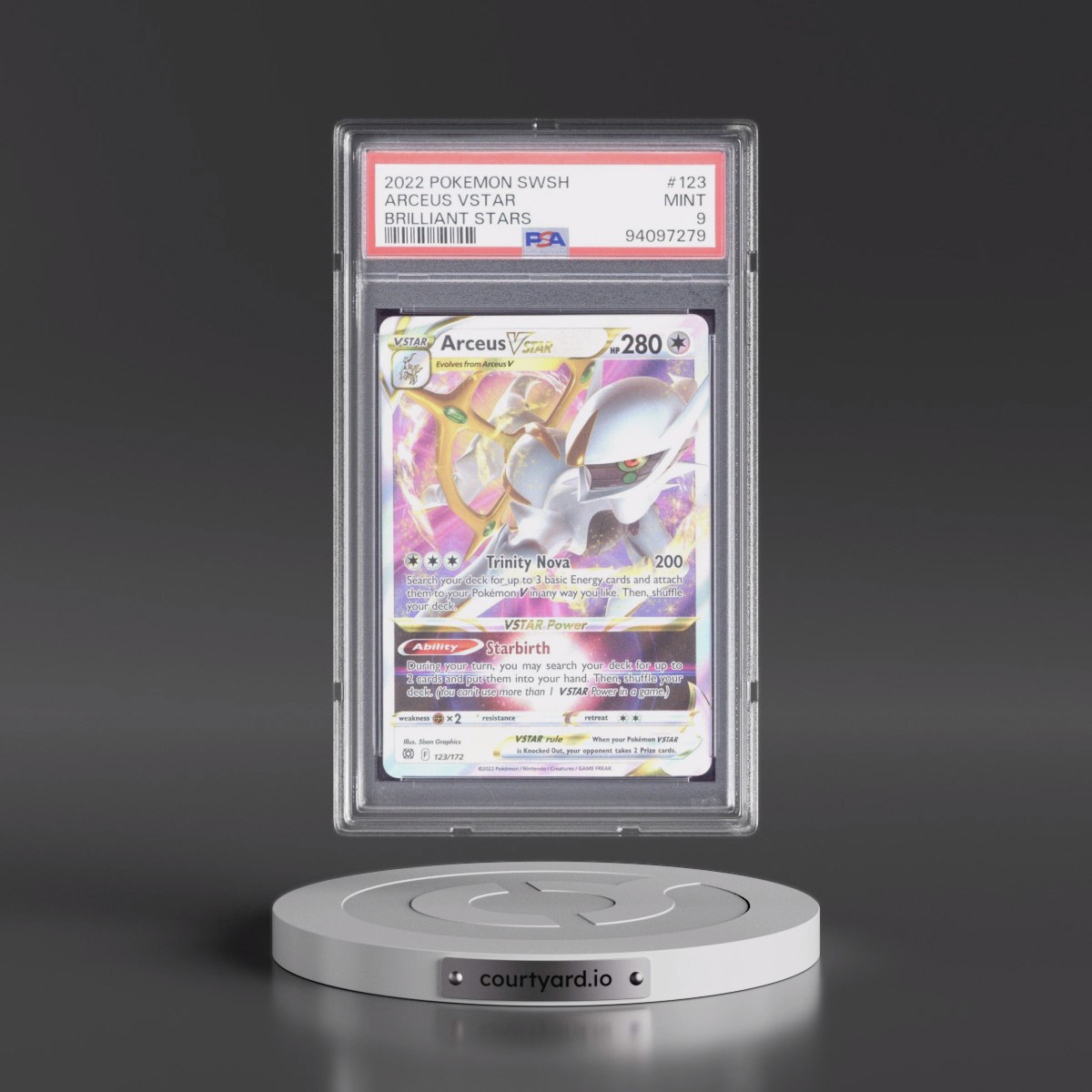 2022 Pokémon Sword & Shield Brilliant Stars #123 Arceus Vstar (PSA 9 MINT)