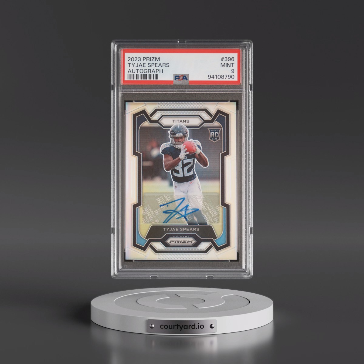 2023 Panini Prizm #396 Tyjae Spears - Autograph (PSA 9 MINT)