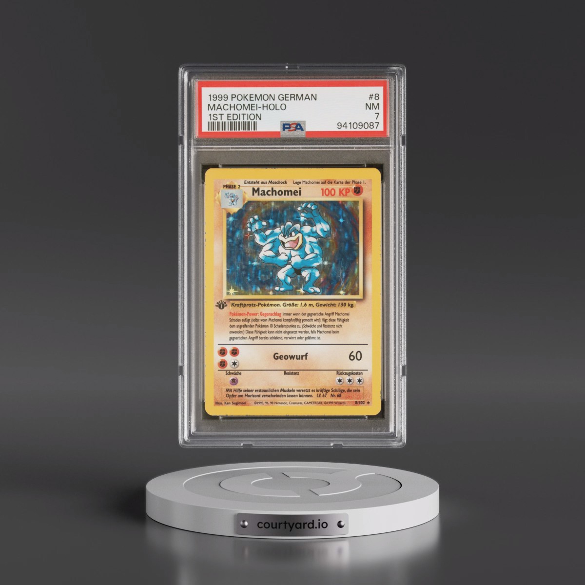 1999 Pokémon #8 Machomei - 1st Edition Holo (PSA 7 NM)
