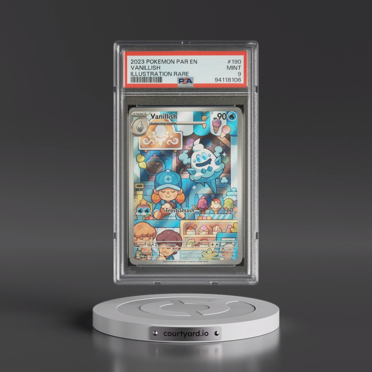 2023 Pokémon Par EN-Paradox Rift #190 Vanillish - Illustration Rare (PSA 9 MINT)