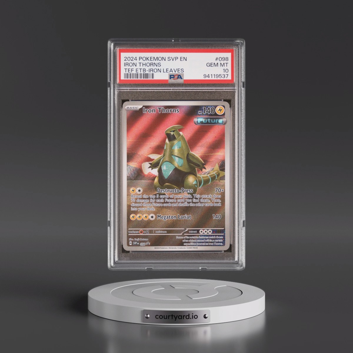 2024 Pokémon Svp EN-SV Black Star Promo #098 Iron Thorns - Temporal Forces Elite Trainer Box-Iron Leaves (PSA 10 GEM MINT)