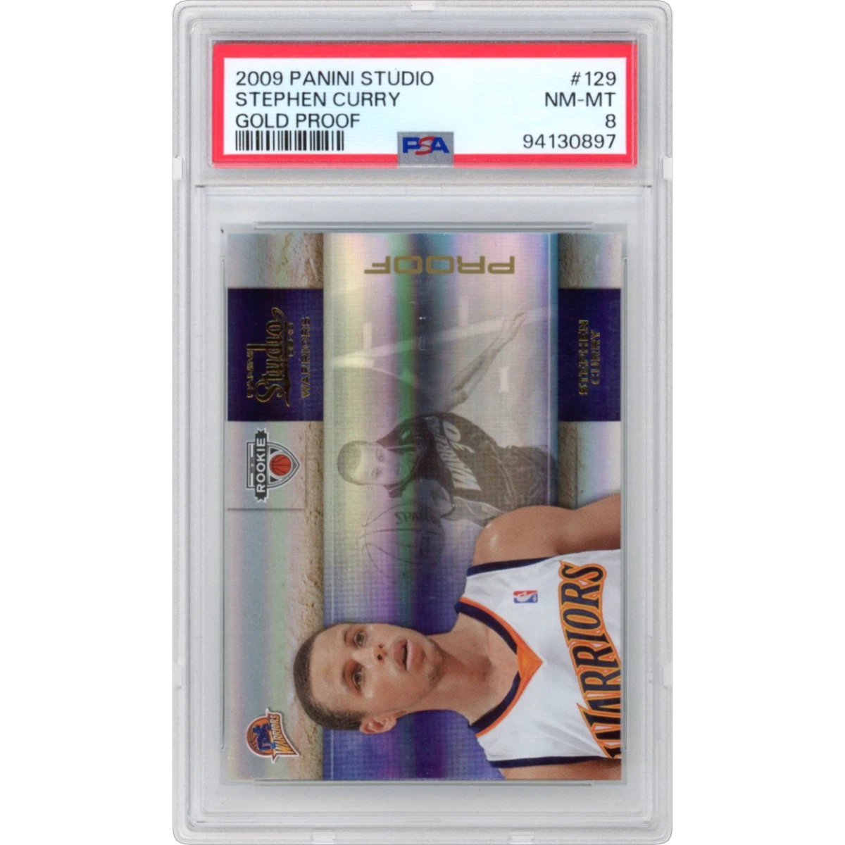 2009 Panini Studio #129 Stephen Curry - Gold Proof (PSA 8 NM-MT)