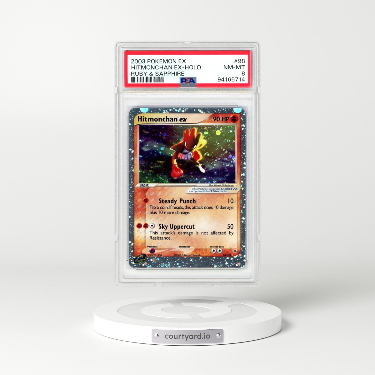 2003 EX Ruby & Sapphire (2003 Copyright, w/ "e" Symbol) #98 Hitmonchan ex - Holo (PSA 8 NM-MT)