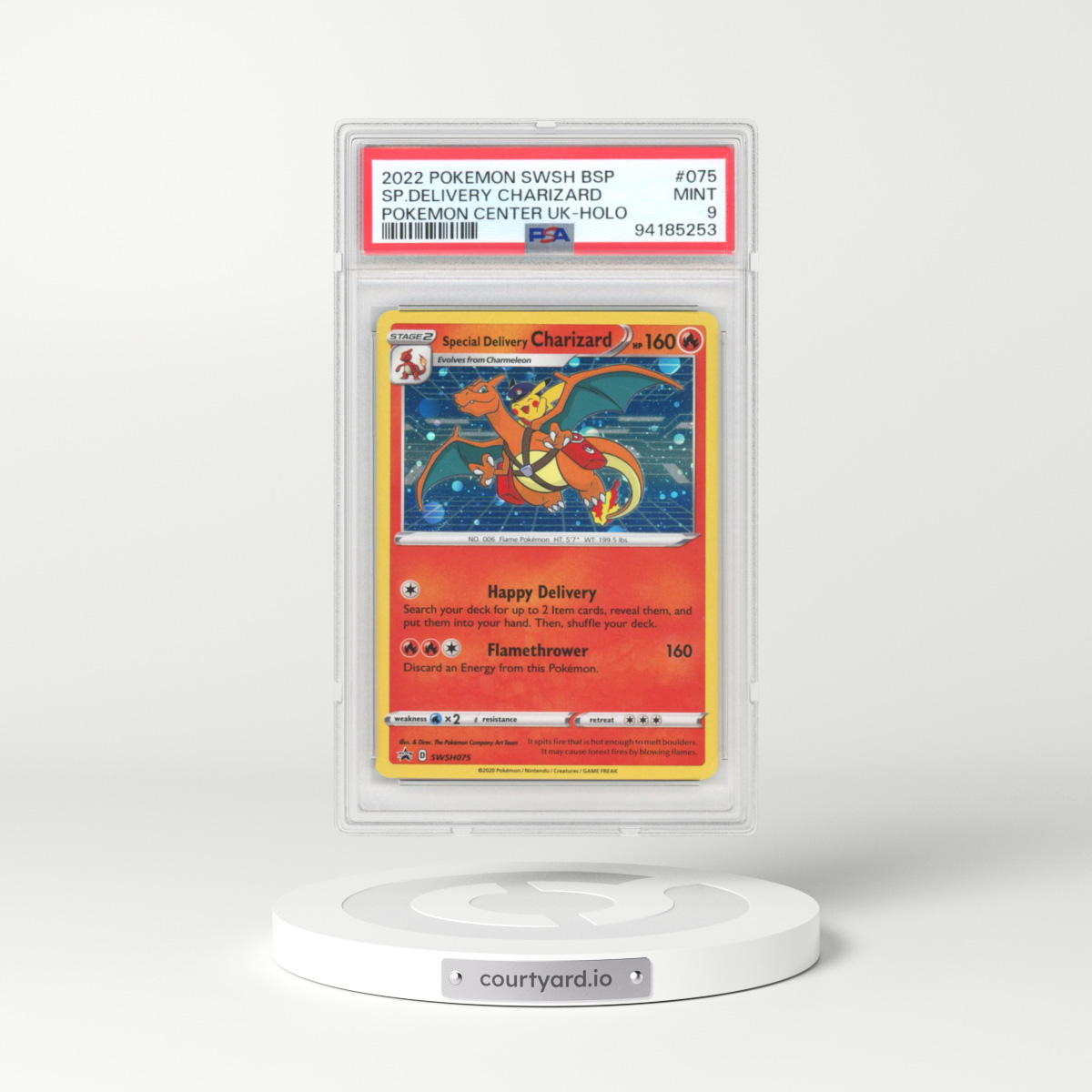 2017 Black Star Promos - Sword & Shield #075 Special Delivery Charizard - Pokémon Center Purchase Holo (PSA 9 MINT)