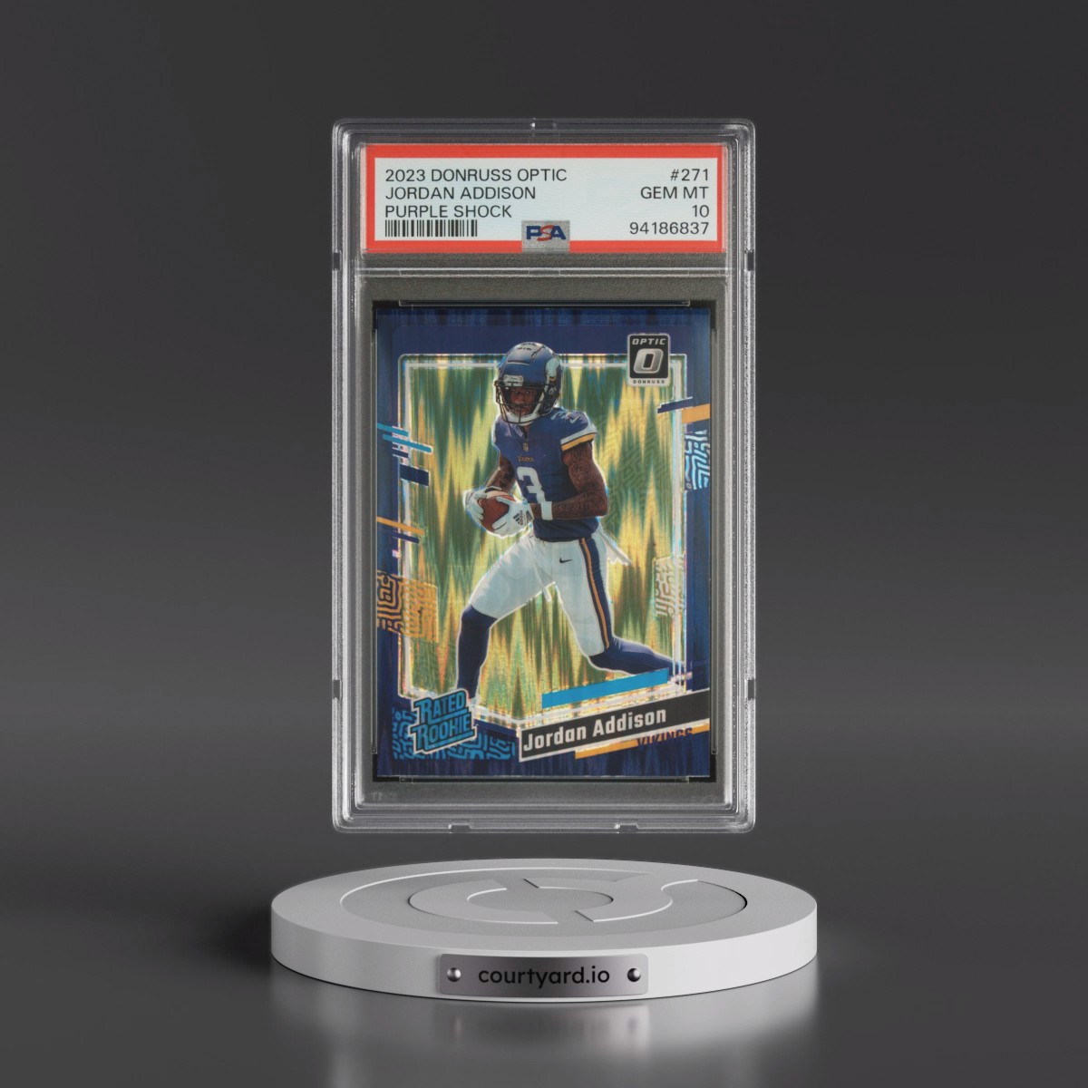 2023 Panini Donruss Optic #271 Jordan Addison - Purple Shock (PSA 10 GEM MINT)
