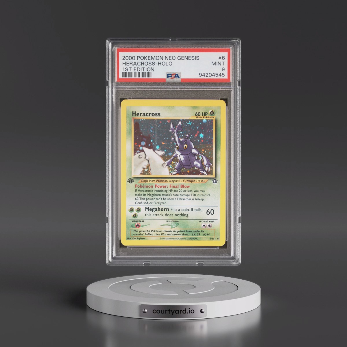 2000 Pokémon Neo Genesis #6 Heracross - 1st Edition Holo (PSA 9 MINT)
