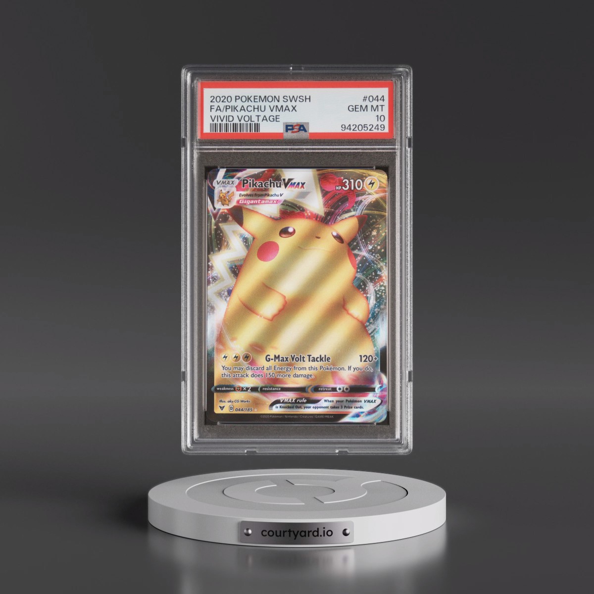 2020 Pokémon Sword & Shield Vivid Voltage #044 Pikachu Vmax - Full Art (PSA 10 GEM MINT)