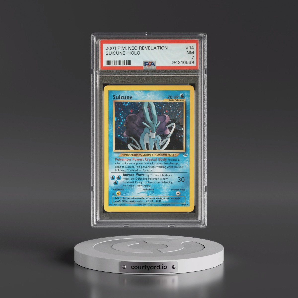 2001 Pokémon Neo Revelation #14 Suicune - Holo (PSA 7 NM)