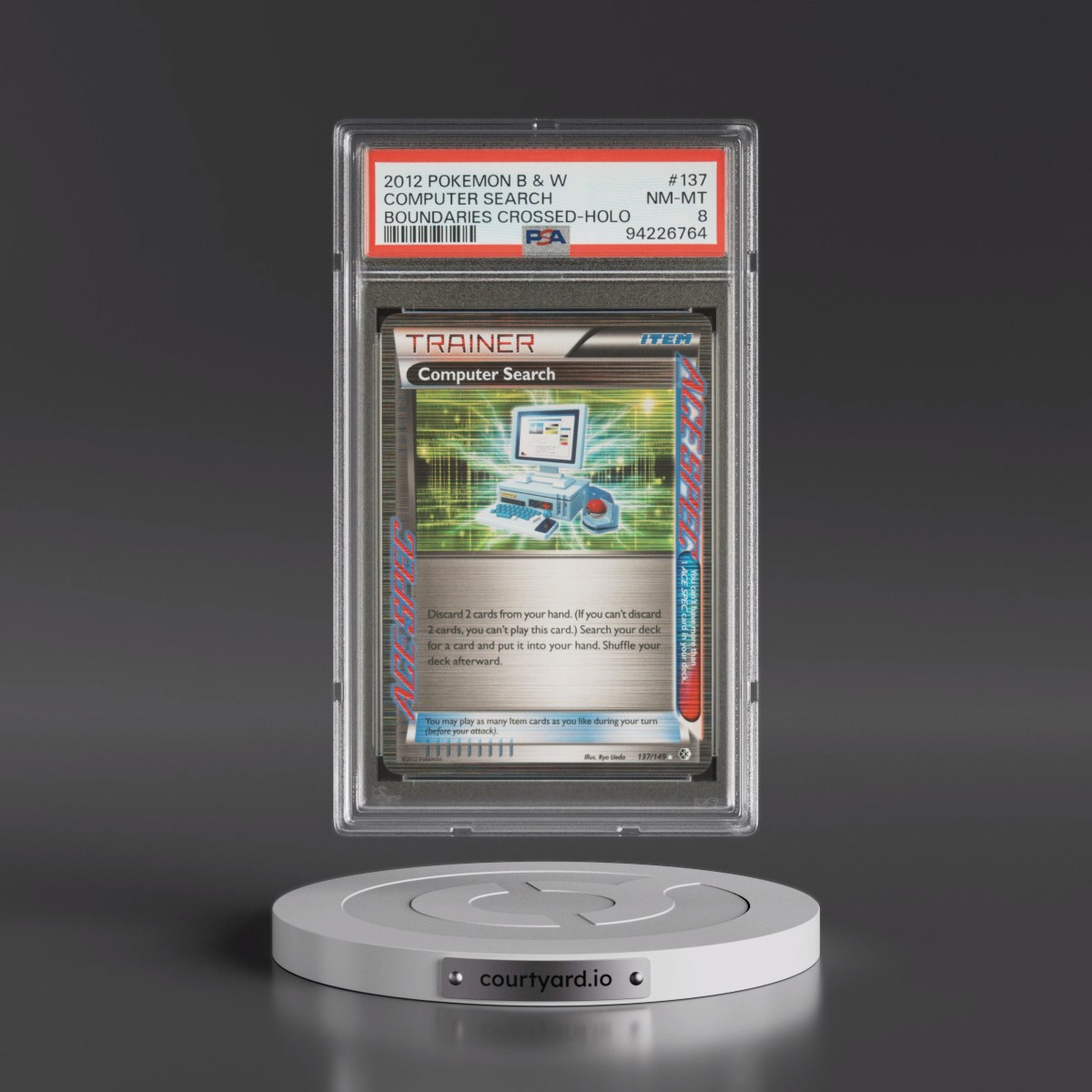 2012 Pokémon Black & White Boundaries Crossed #137 Computer Search - Holo (PSA 8 NM-MT)