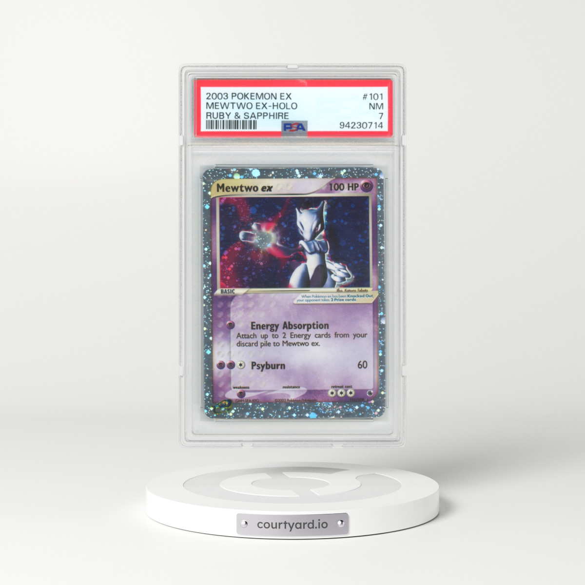 2003 EX Ruby & Sapphire (2003 Copyright, w/ "e" Symbol) #101 Mewtwo ex - Holo (PSA 7 NM)