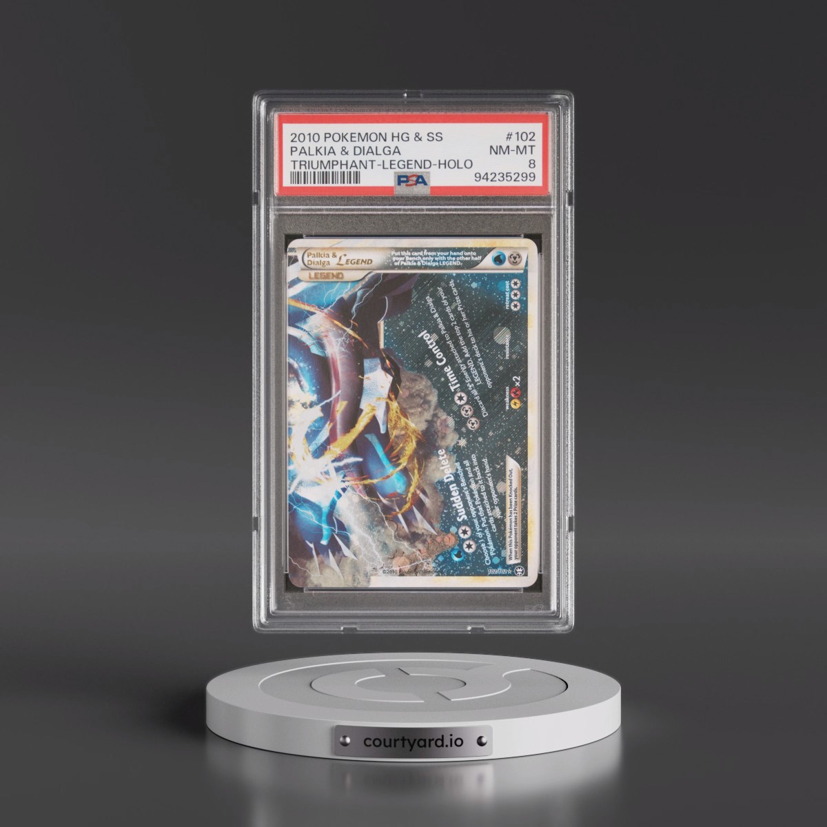 2010 Pokémon Heartgold & Soulsilver Triumphant #102 Palkia & Dialga Legend - Holo (PSA 8 NM-MT)
