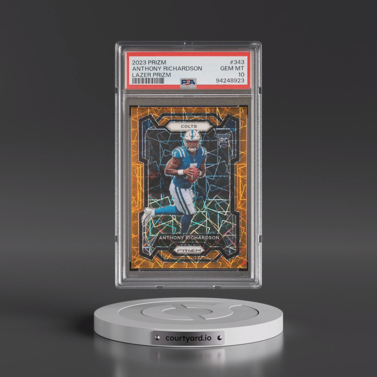2023 Panini Prizm #343 Anthony Richardson - Lazer Prizm (PSA 10 GEM MINT)