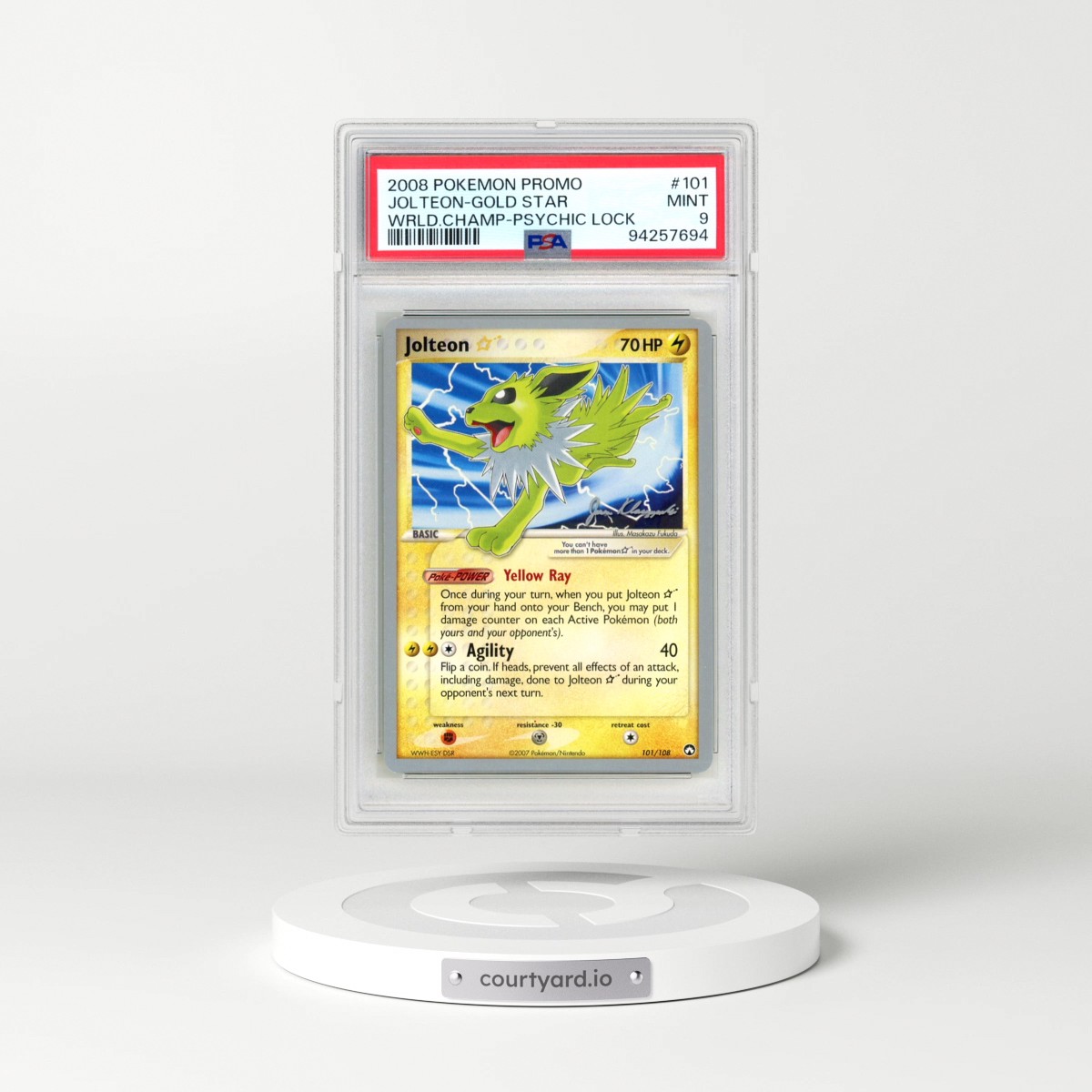 2008 Pokémon World Championships Promo #101 Jolteon-Gold Star - Psychic Lock (PSA 9 MINT)