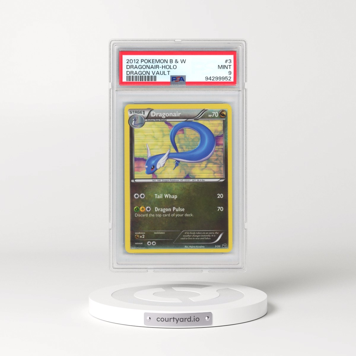 2012 Pokémon Black & White Dragon Vault #3 Dragonair - Holo (PSA 9 MINT)
