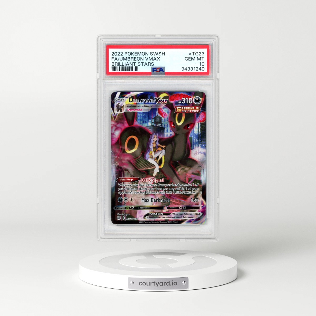 2022 Pokémon Sword & Shield Brilliant Stars #TG23 Umbreon Vmax - Full Art (PSA 10 GEM MINT)