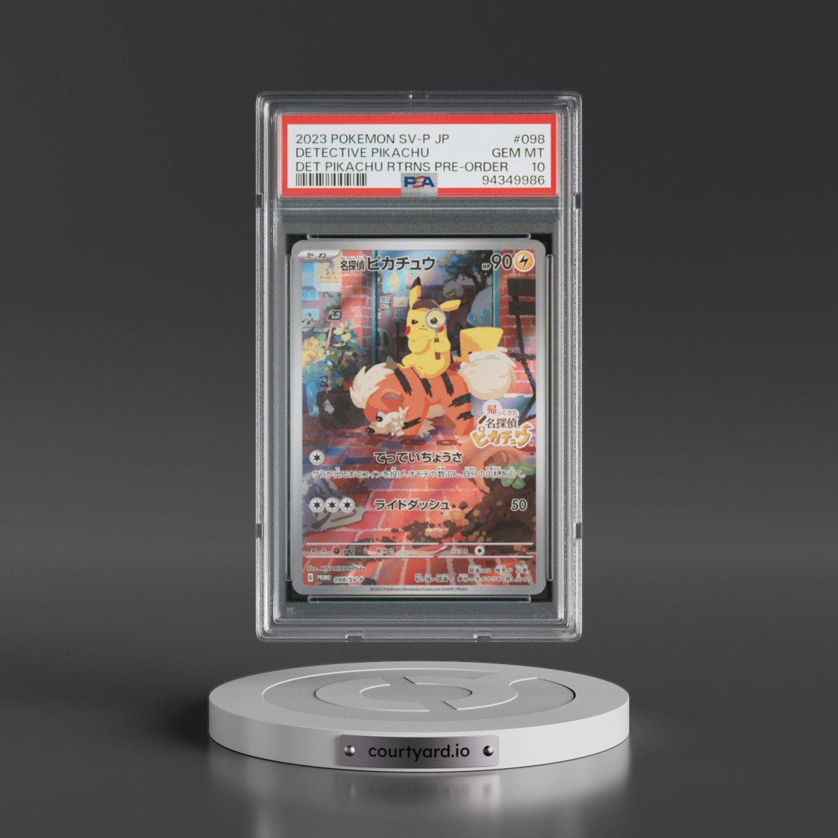2023 Pokémon SV-P Promo #098 Detective Pikachu - Detective Pikachu Returns Pre-Order (PSA 10 GEM MINT)