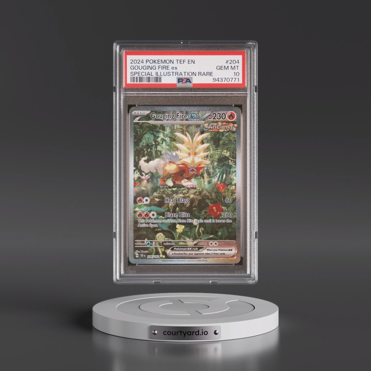 2024 Pokémon Tef EN-Temporal Forces #204 Gouging Fire EX - Holo Special Illustration Rare (PSA 10 GEM MINT)
